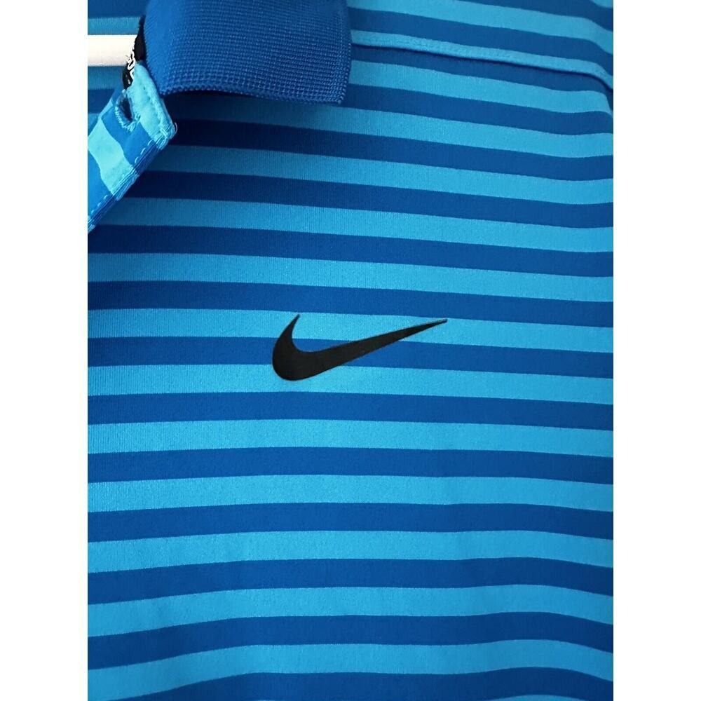 Nike men’s XL Golf Polo Tshirt Dri Fit Blue Stripped preppy - Picture 3 of 6